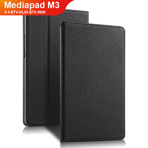 Funda de Cuero Cartera con Soporte L02 para Huawei Mediapad M3 8.4 BTV-DL09 BTV-W09 Negro