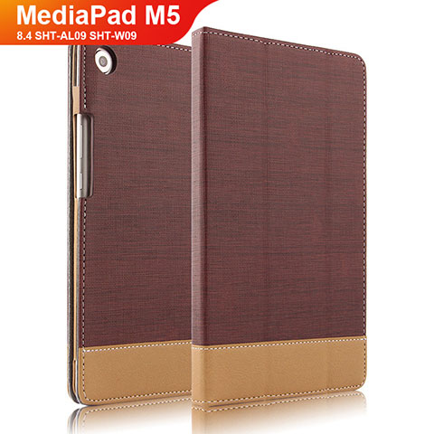 Funda de Cuero Cartera con Soporte L04 para Huawei MediaPad M5 8.4 SHT-AL09 SHT-W09 Marron