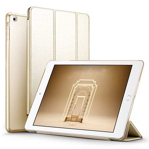 Funda de Cuero Cartera con Soporte L06 para Apple iPad Mini 2 Oro
