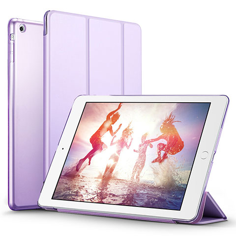 Funda de Cuero Cartera con Soporte L06 para Apple iPad Mini Morado