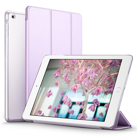 Funda de Cuero Cartera con Soporte L07 para Apple iPad Mini 3 Morado