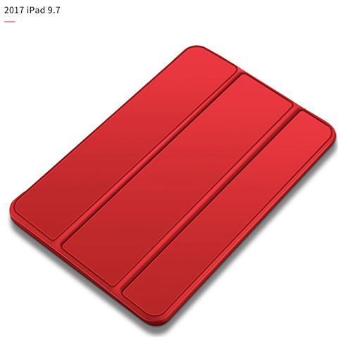 Funda de Cuero Cartera con Soporte L09 para Apple New iPad 9.7 (2017) Rojo