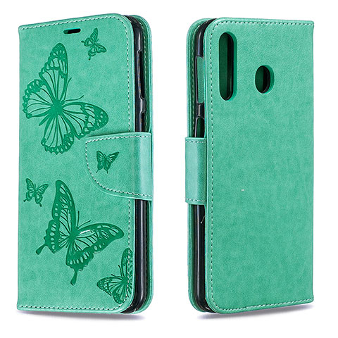 Funda de Cuero Cartera con Soporte Mariposa Carcasa B01F para Samsung Galaxy A40s Verde