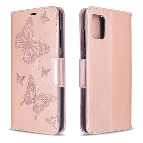 Funda de Cuero Cartera con Soporte Mariposa Carcasa B01F para Samsung Galaxy A51 4G Oro Rosa