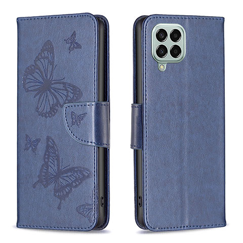 Funda de Cuero Cartera con Soporte Mariposa Carcasa B01F para Samsung Galaxy M33 5G Azul