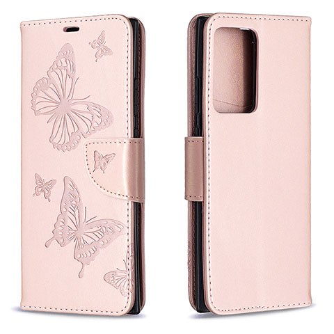 Funda de Cuero Cartera con Soporte Mariposa Carcasa B01F para Samsung Galaxy Note 20 Ultra 5G Oro Rosa
