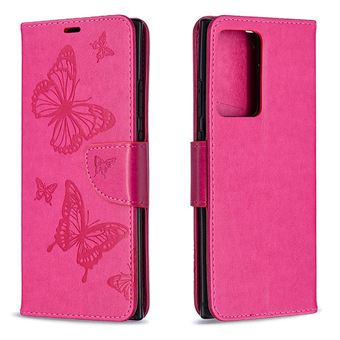 Funda de Cuero Cartera con Soporte Mariposa Carcasa B01F para Samsung Galaxy Note 20 Ultra 5G Rosa Roja