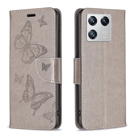 Funda de Cuero Cartera con Soporte Mariposa Carcasa B01F para Xiaomi Mi 13 5G Gris