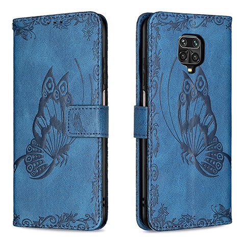 Funda de Cuero Cartera con Soporte Mariposa Carcasa B02F para Xiaomi Redmi Note 9 Pro Max Azul