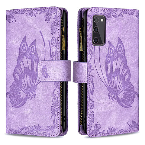 Funda de Cuero Cartera con Soporte Mariposa Carcasa B03F para Samsung Galaxy S20 Lite 5G Purpura Claro