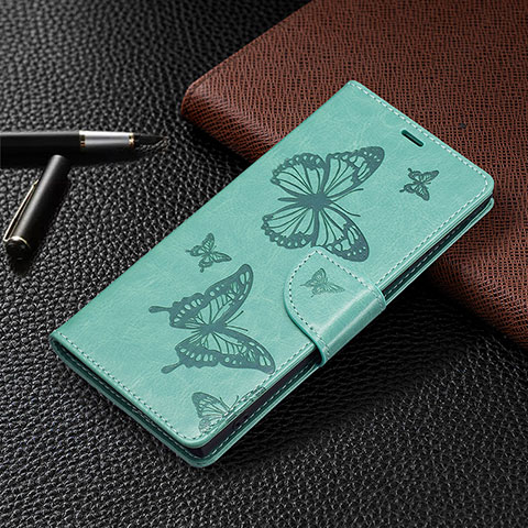 Funda de Cuero Cartera con Soporte Mariposa Carcasa B13F para Samsung Galaxy S21 Ultra 5G Verde
