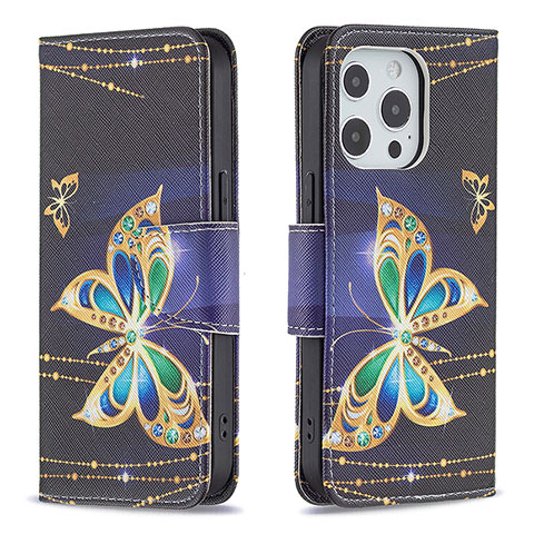 Funda de Cuero Cartera con Soporte Mariposa Carcasa L07 para Apple iPhone 14 Pro Multicolor