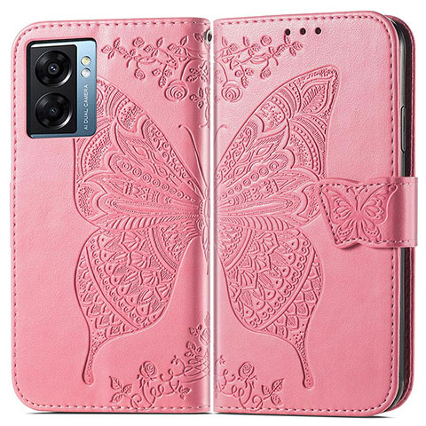 Funda de Cuero Cartera con Soporte Mariposa Carcasa para OnePlus Nord N300 5G Rosa Roja