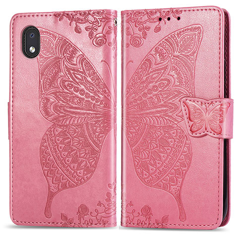 Funda de Cuero Cartera con Soporte Mariposa Carcasa para Samsung Galaxy A01 Core Rosa Roja