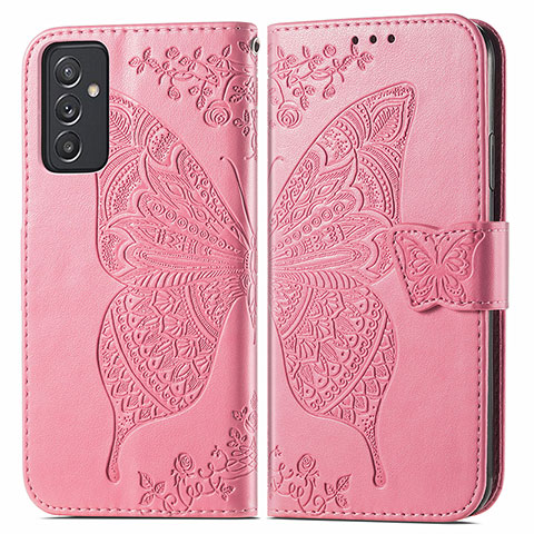 Funda de Cuero Cartera con Soporte Mariposa Carcasa para Samsung Galaxy A15 5G Rosa Roja