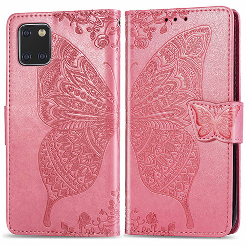 Funda de Cuero Cartera con Soporte Mariposa Carcasa para Samsung Galaxy A81 Rosa Roja