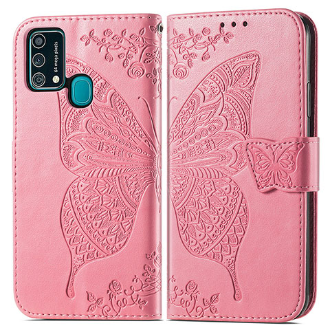 Funda de Cuero Cartera con Soporte Mariposa Carcasa para Samsung Galaxy F41 Rosa Roja