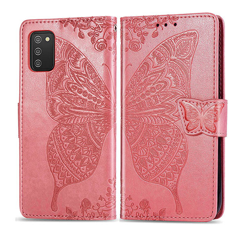 Funda de Cuero Cartera con Soporte Mariposa Carcasa para Samsung Galaxy M02s Rosa Roja