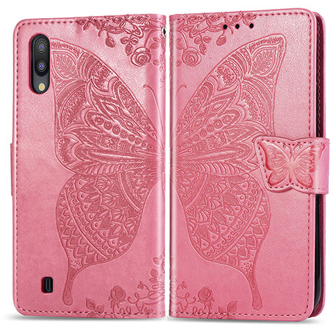 Funda de Cuero Cartera con Soporte Mariposa Carcasa para Samsung Galaxy M10 Rosa Roja