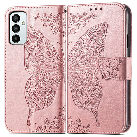 Funda de Cuero Cartera con Soporte Mariposa Carcasa para Samsung Galaxy M23 5G Rosa