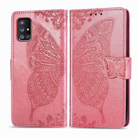Funda de Cuero Cartera con Soporte Mariposa Carcasa para Samsung Galaxy M40S Rosa Roja