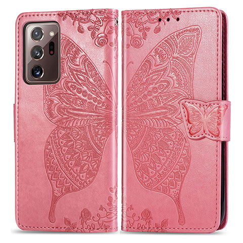 Funda de Cuero Cartera con Soporte Mariposa Carcasa para Samsung Galaxy Note 20 Ultra 5G Rosa Roja