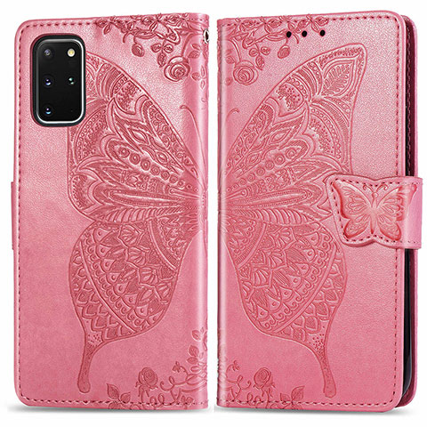 Funda de Cuero Cartera con Soporte Mariposa Carcasa para Samsung Galaxy S20 Plus 5G Rosa Roja
