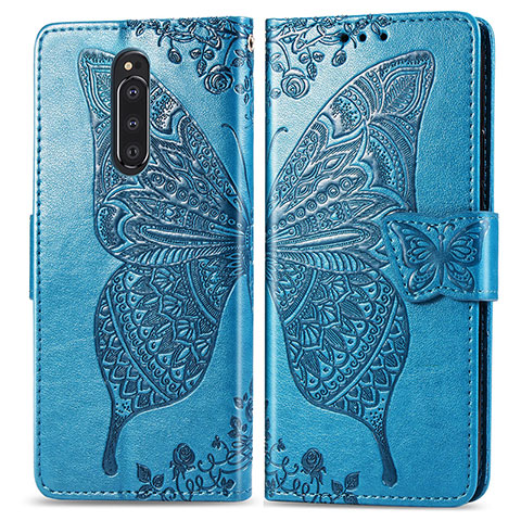 Funda de Cuero Cartera con Soporte Mariposa Carcasa para Sony Xperia 1 Azul