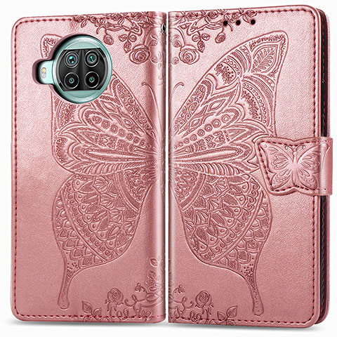 Funda de Cuero Cartera con Soporte Mariposa Carcasa para Xiaomi Mi 10T Lite 5G Rosa