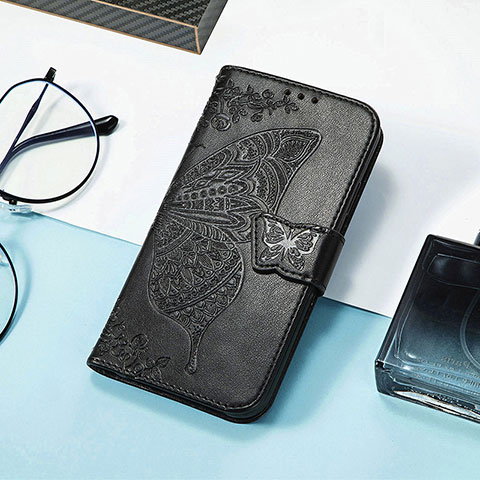 Funda de Cuero Cartera con Soporte Mariposa Carcasa S01D para Samsung Galaxy M13 4G Negro