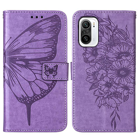 Funda de Cuero Cartera con Soporte Mariposa Carcasa Y01B para Xiaomi Mi 11X 5G Purpura Claro