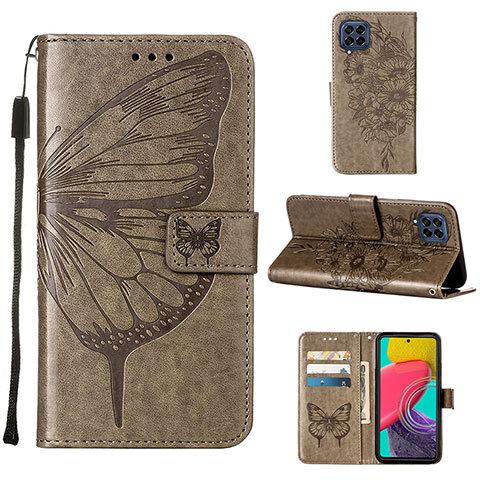 Funda de Cuero Cartera con Soporte Mariposa Carcasa Y02B para Samsung Galaxy M33 5G Gris