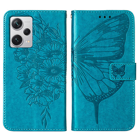 Funda de Cuero Cartera con Soporte Mariposa Carcasa YB1 para Xiaomi Redmi Note 12 Pro+ Plus 5G Azul