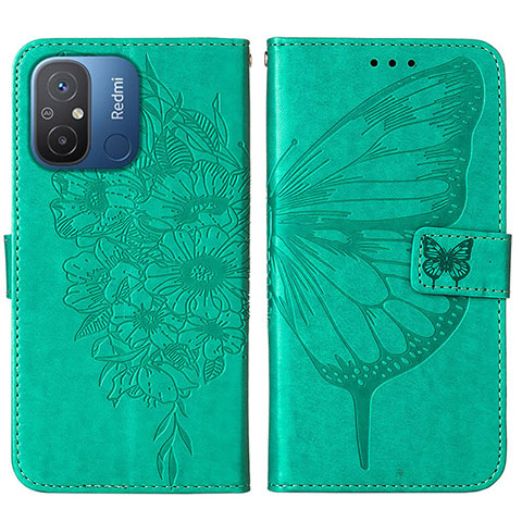 Funda de Cuero Cartera con Soporte Mariposa Carcasa YB2 para Xiaomi Poco C55 Verde