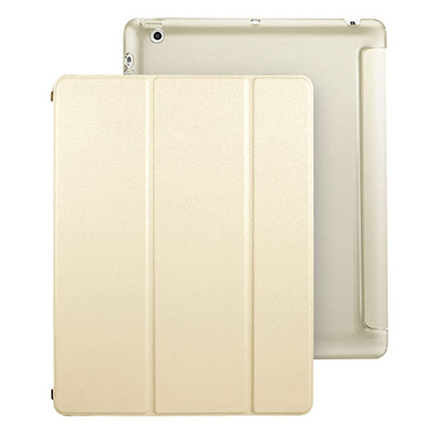 Funda de Cuero Cartera con Soporte para Apple iPad 4 Oro