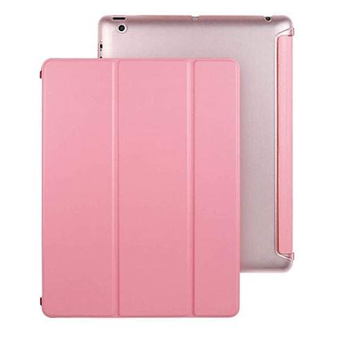 Funda de Cuero Cartera con Soporte para Apple iPad 4 Rosa