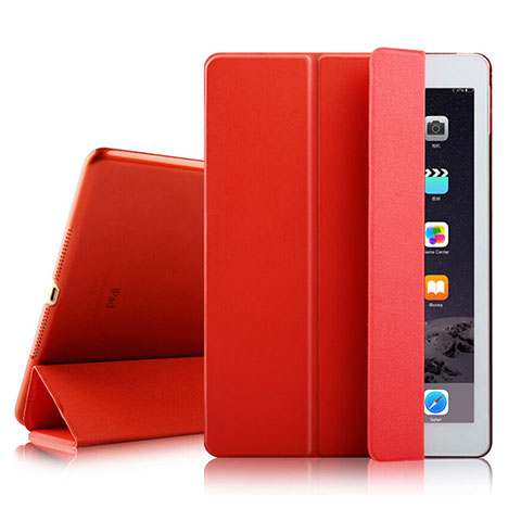 Funda de Cuero Cartera con Soporte para Apple iPad Air 2 Rojo