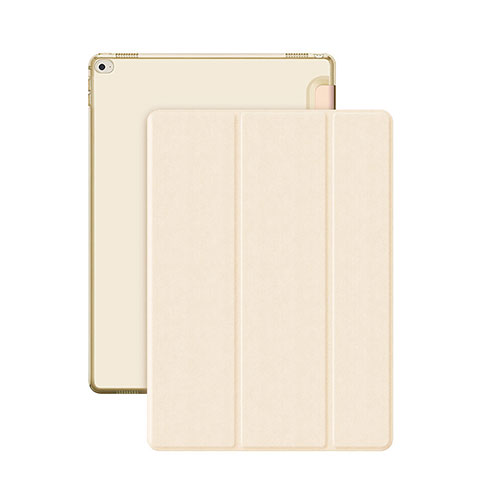 Funda de Cuero Cartera con Soporte para Apple iPad Pro 12.9 Oro