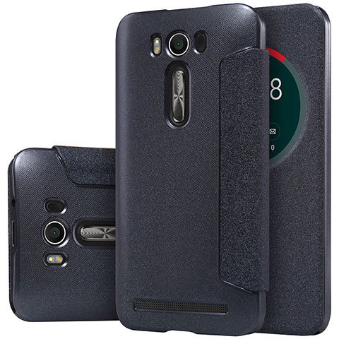 Funda de Cuero Cartera con Soporte para Asus Zenfone 2 Laser 6.0 ZE601KL Negro