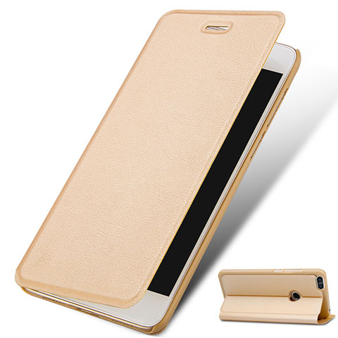 Funda de Cuero Cartera con Soporte para Huawei Enjoy 7 Oro