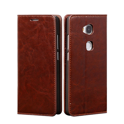 Funda de Cuero Cartera con Soporte para Huawei GR5 Marron