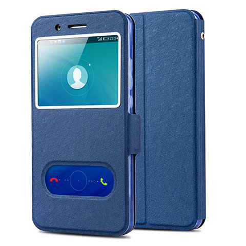 Funda de Cuero Cartera con Soporte para Huawei Honor 7i shot X Azul