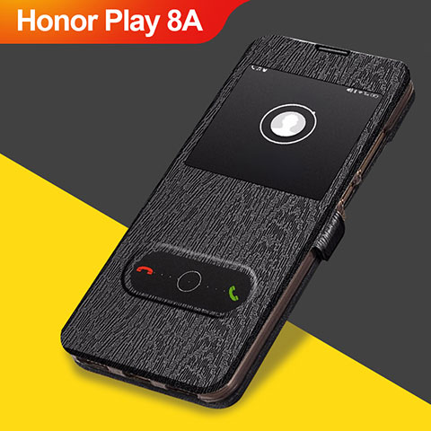 Funda de Cuero Cartera con Soporte para Huawei Honor Play 8A Negro