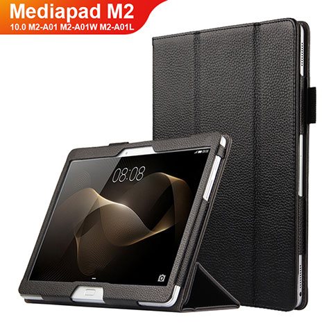 Funda de Cuero Cartera con Soporte para Huawei MediaPad M2 10.0 M2-A01 M2-A01W M2-A01L Negro