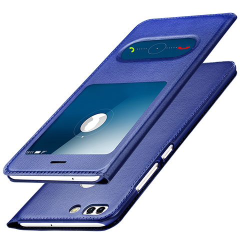 Funda de Cuero Cartera con Soporte para Huawei Nova 2 Plus Azul
