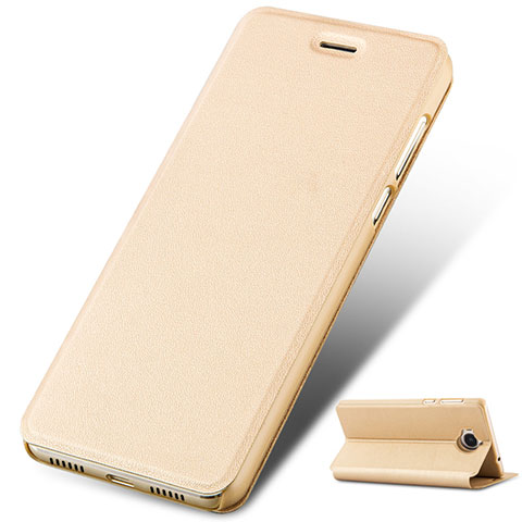 Funda de Cuero Cartera con Soporte para Huawei Y6 (2017) Oro