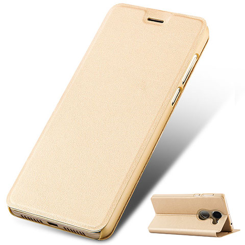 Funda de Cuero Cartera con Soporte para Huawei Y7 Prime Oro