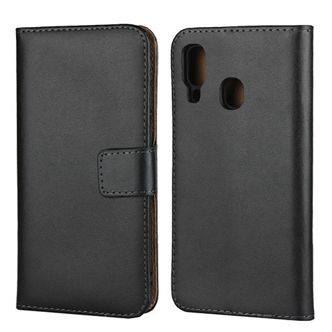 Funda de Cuero Cartera con Soporte para Samsung Galaxy A40 Negro