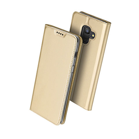 Funda de Cuero Cartera con Soporte para Samsung Galaxy A6 (2018) Oro