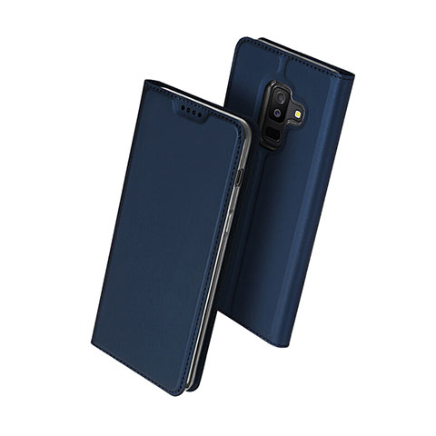 Funda de Cuero Cartera con Soporte para Samsung Galaxy A6 Plus (2018) Azul